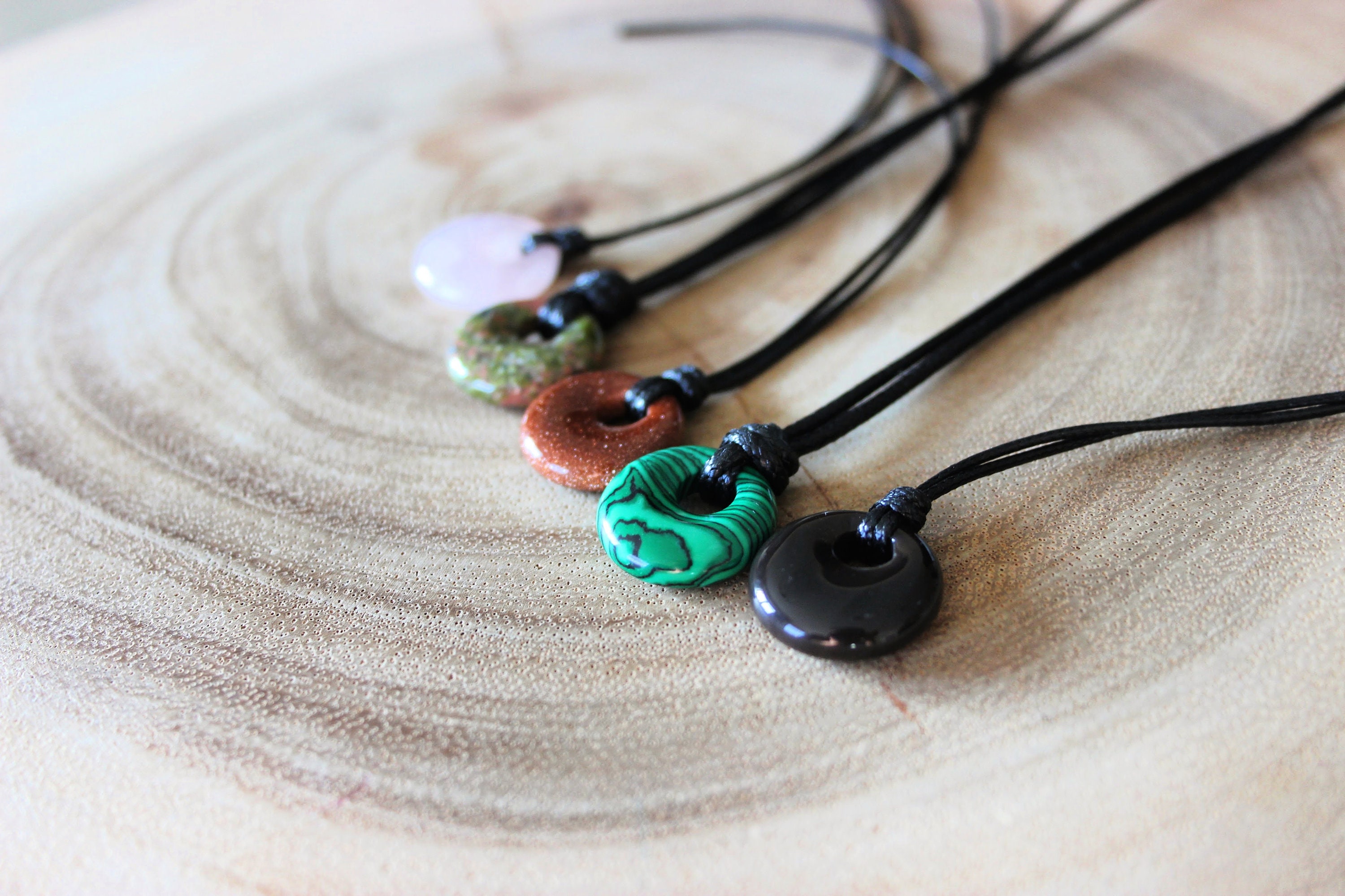 Circle Stone Necklace / Donut Stone Necklace Etsy