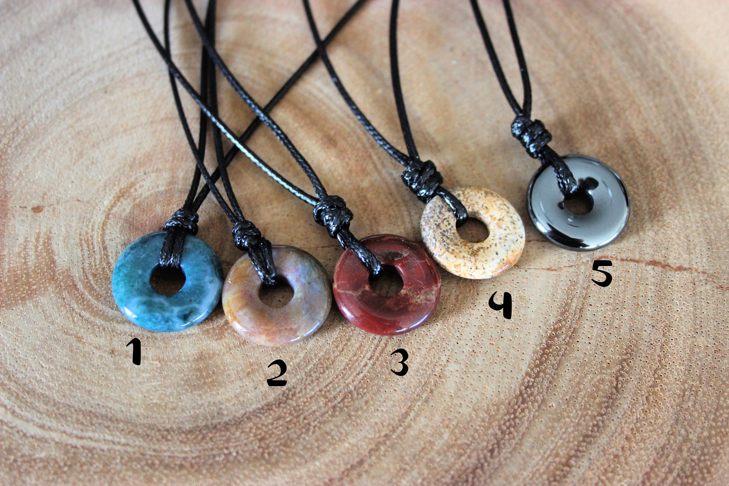 Circle Stone Necklace / Disk Stone Necklace Etsy