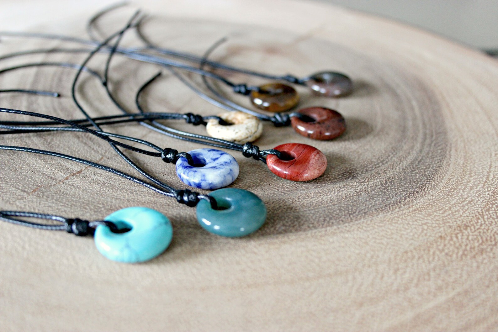 Circle Stone Necklace / Donut Stone Necklace Etsy
