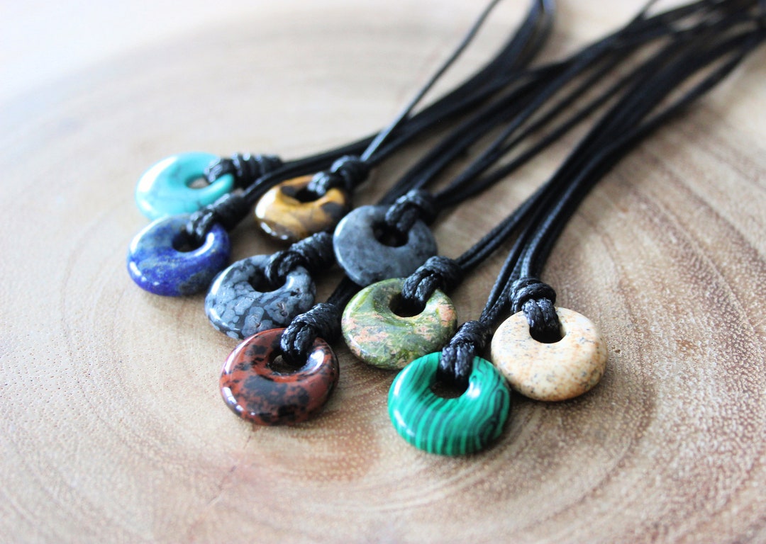 Circle Pendant Necklace Cord,pi Necklace, Donut Pendant for Men, Cord