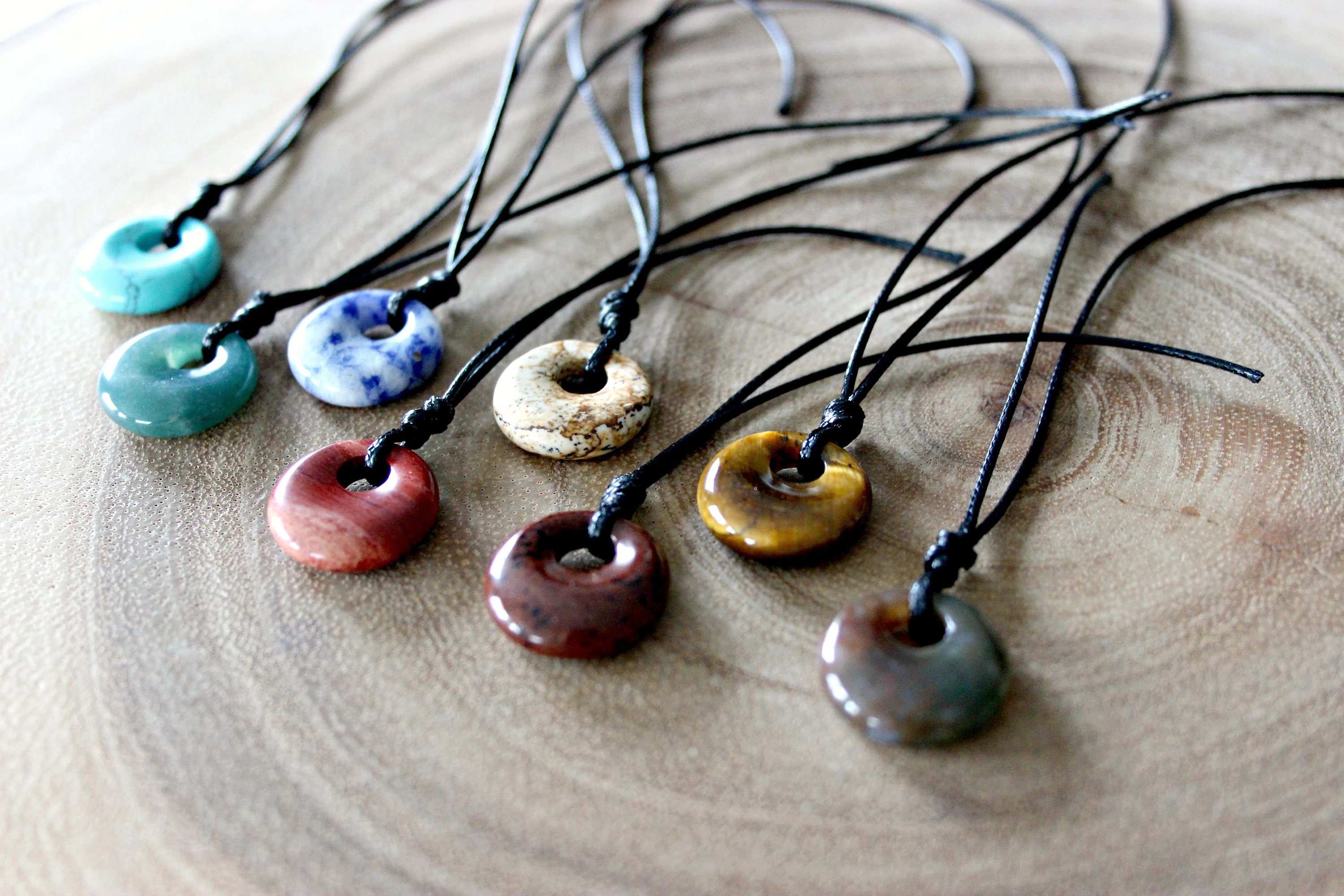 Circle Stone Necklace / Donut Stone Necklace Etsy