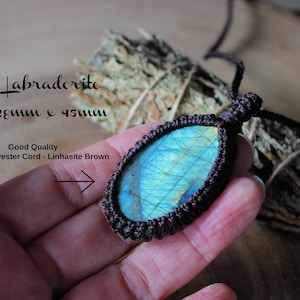 Labradorite Pendant Macrame, Green Labradorite Necklace, Festival Jewelry Labradorite,Necklace for Birthday Gift,Macrame Necklace,Laradorite