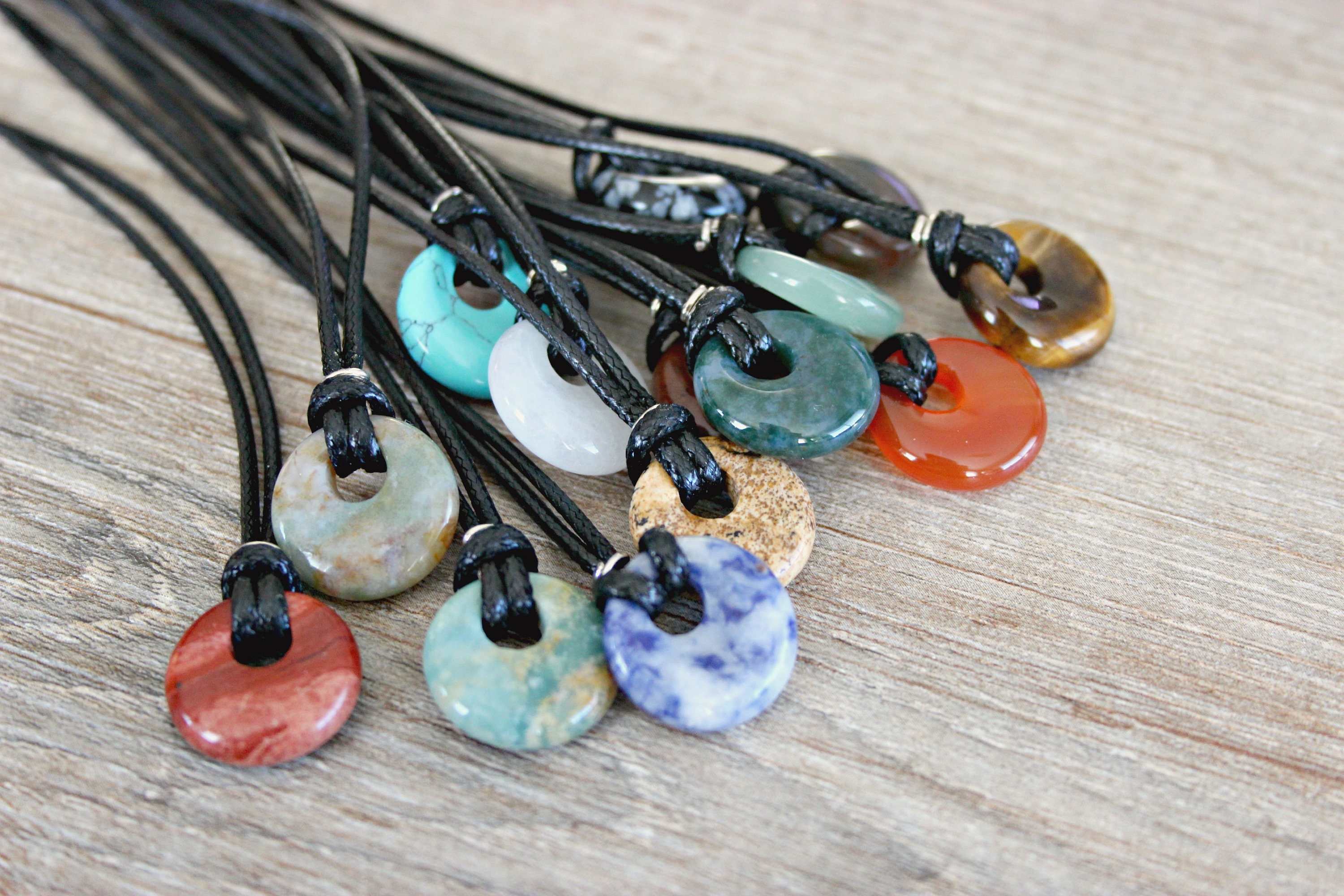 Circle Stone Necklace / Donut Stone Necklace Etsy