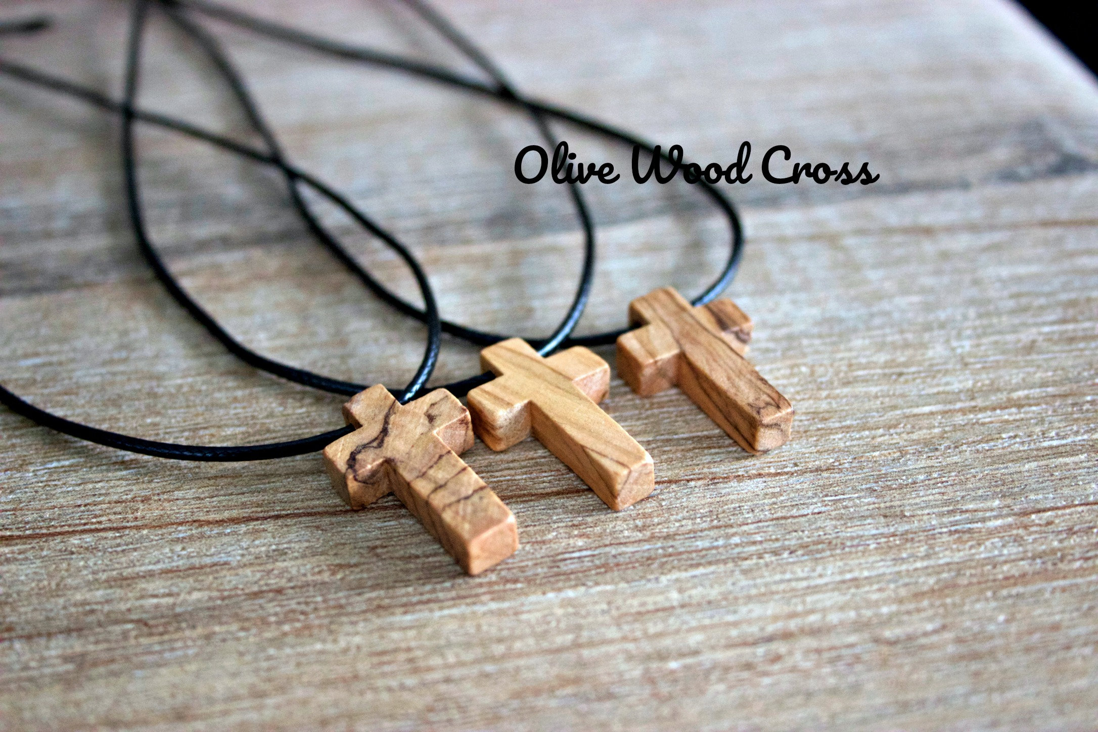Buy Open Olive Wood Cross Necklace with Leather Cord | Holyland Gifts