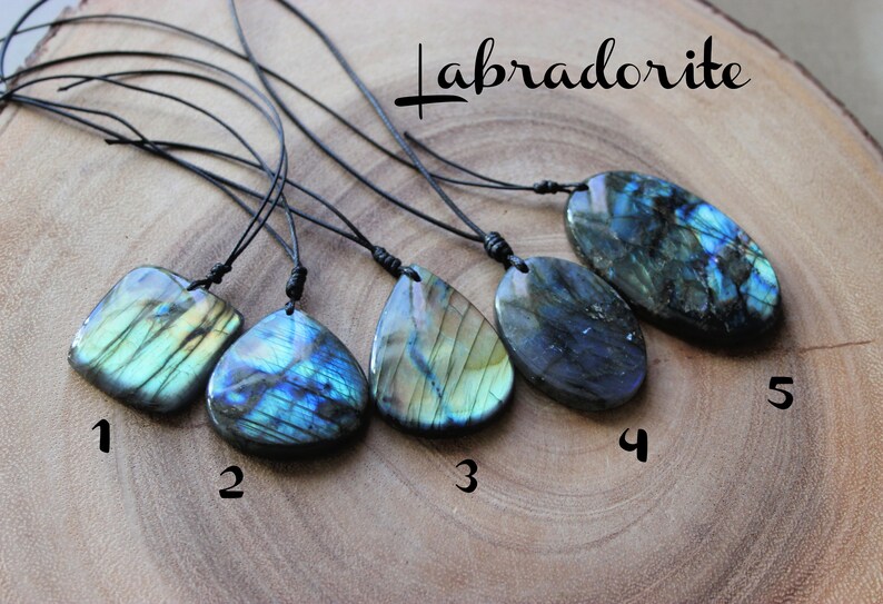 Labradorite Necklace Blue Flash Labradorite Cord Necklace