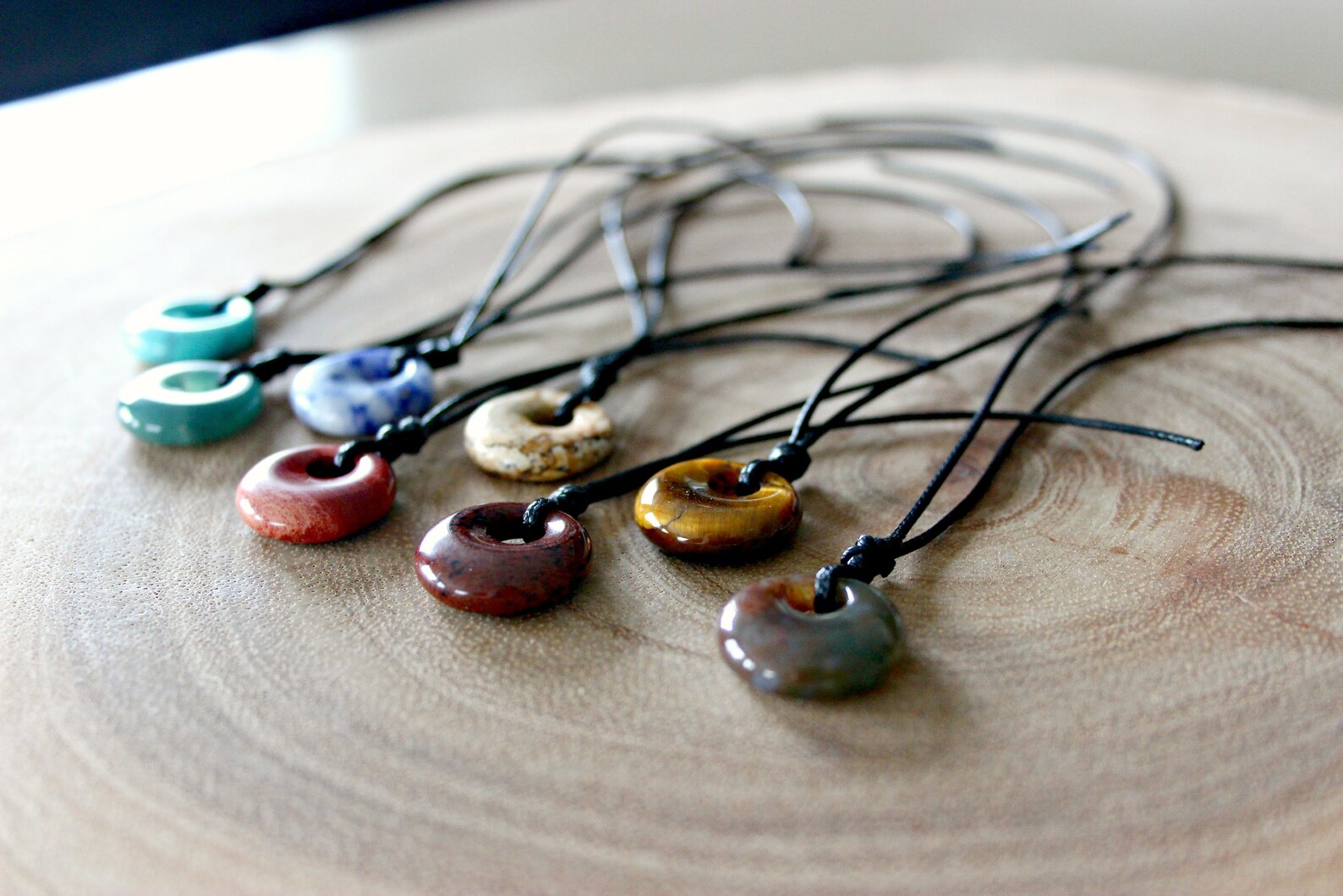 Circle Stone Necklace / Donut Stone Necklace Etsy