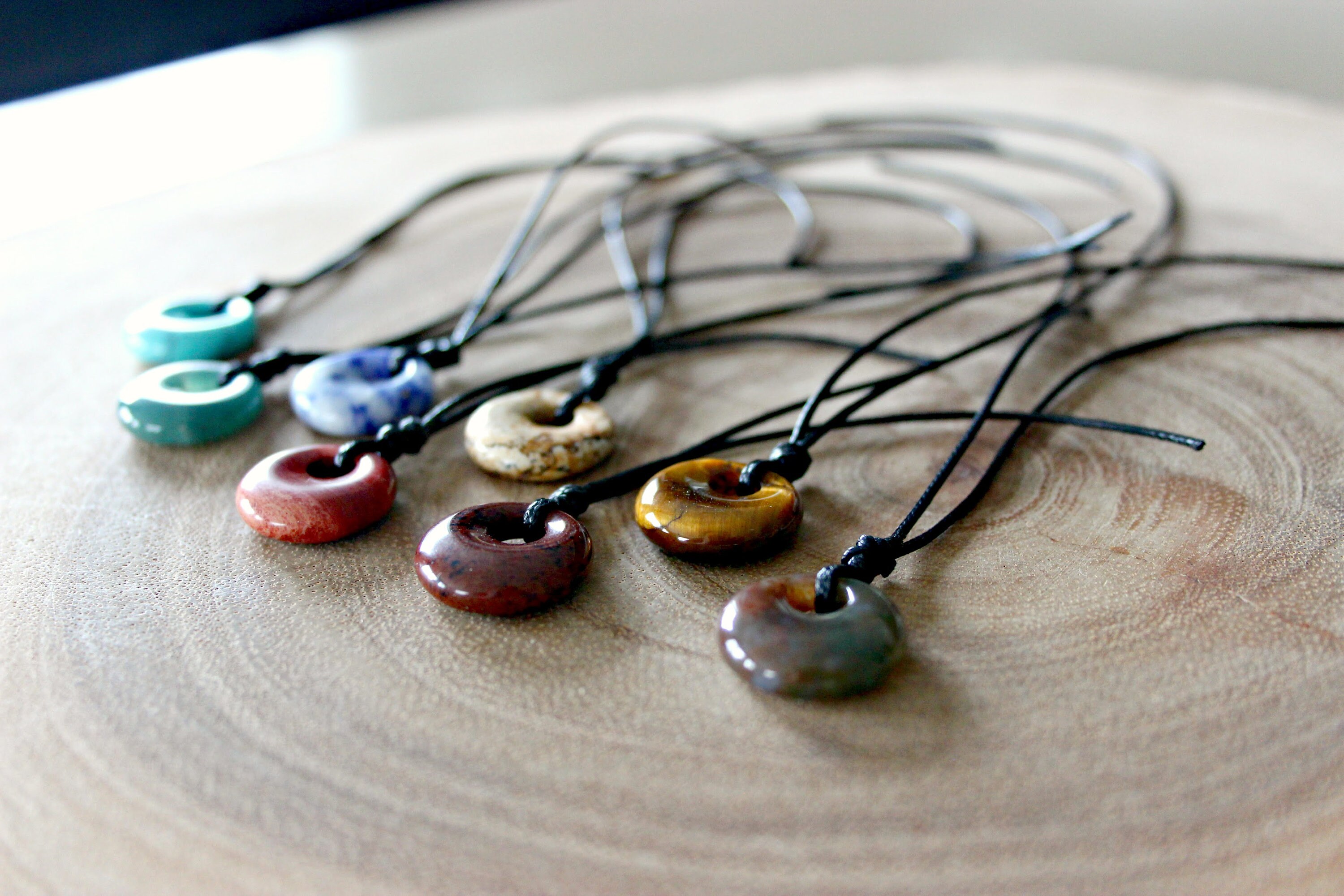 Circle Stone Necklace / Donut Stone Necklace Etsy