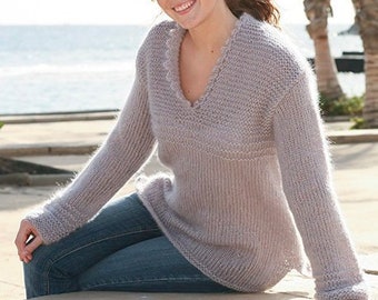 Knitted Alpaca silk sweater, jumper, pullover, women knitwear, Drops Design