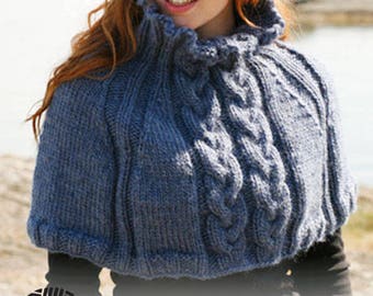 Alpacaponcho gebreid in structuurpatroon met kabels, alpaca en zachte Peruaanse wol, grof breiwerk, op bestelling gemaakt, alleen de poncho verkocht