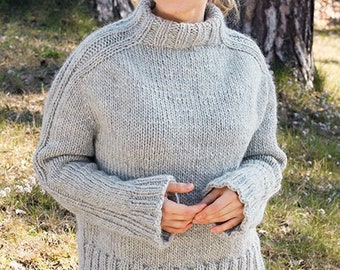 Knit Chunky jumper, women sweater, Alpaca wool pullover, handmade knitwear,  gift for her