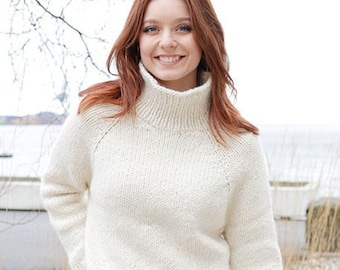 Knit alpaca wool sweater, jumper, pullover, with vents at sides handmade knitwear,  gift for her