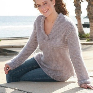 Knitted Alpaca silk sweater, jumper, pullover, women knitwear, Drops Design