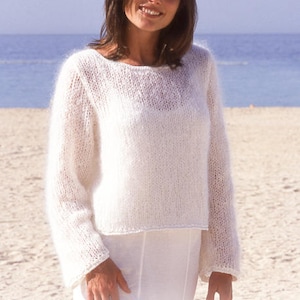 Gestrickter DROPS Pullover in Alpaca, Wolle, Geschenk für Sie, Alpaka Pullover
