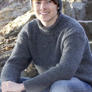 Man sweater, Chunky alpaca and wool sweater, jumper, pullover, knit for him , gift for him, hand knit product made to order