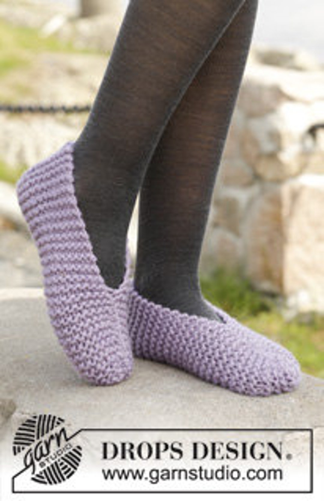 Wool Slippers, Hand Knit, Garnstudio Drops Design