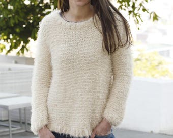 Women hand knit sweater in Alpaca, Wool, woman sweater