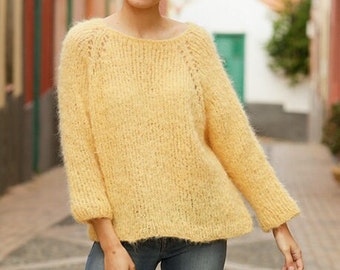 Woman alpaca Silk sweater, knit jumper, knits, pullover hand made