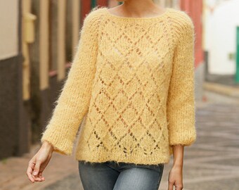 Knit sweater, Alpaca Silk jumper, pullover, women knits, woman sweater, made to order,