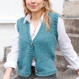 Knit Wool Vest, Short Vest With Buttons, Chunky Knitwear, Gift for Her ...