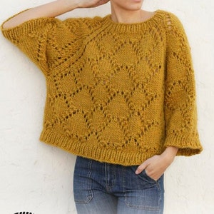 Knit wool sweater ,chunky jumper, oversized  pullover,  gift for her, handmade