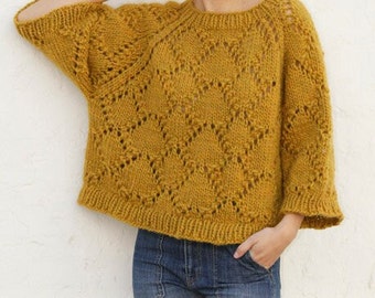 Knit wool sweater ,chunky jumper, oversized  pullover,  gift for her, handmade