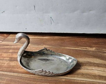 Vintage Silverplated American Swan Ring Holder Trinket Jewelry Tray