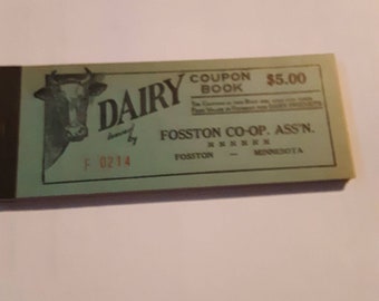 Dairy Coupon Book Fosston CO-OP. Ass&#39;n. Fosston Minnesota unused Dairy Coupon Book