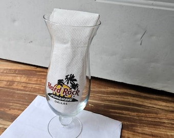 Hard Rock Cafe, Dallas, Hurricane Drinks Glass Souvenir, Advertising Glass