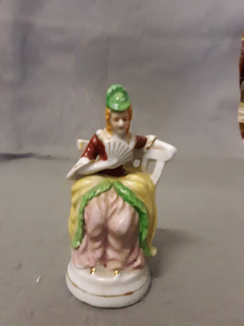 Made In Occupied Japan Lady With Fan Lady Sitting In Chair Lady Figurine