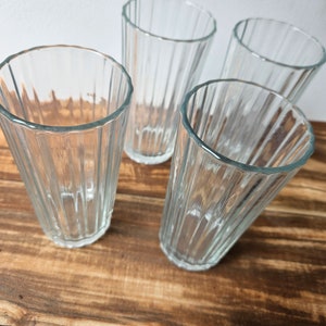 Ribbed Glass Cup, 11 oz Ribbed Drinking Glasses Glassware