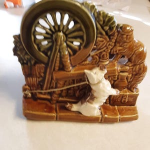 McCoy Pottery, Planter with Scottie Dog and Cat, Spinning Wheel  Planter
