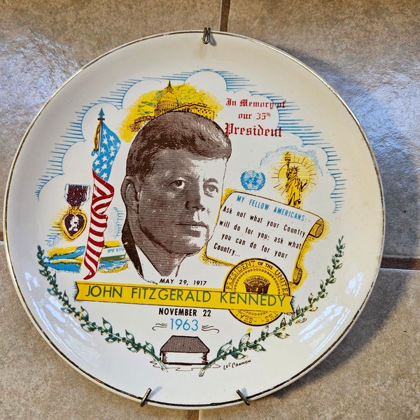 John F. Kennedy Plate, John Fitzgerald Kennedy May 29, 1917 - November 22, 1963, In Memory of Our 35th President, Collectible. Bin #51W