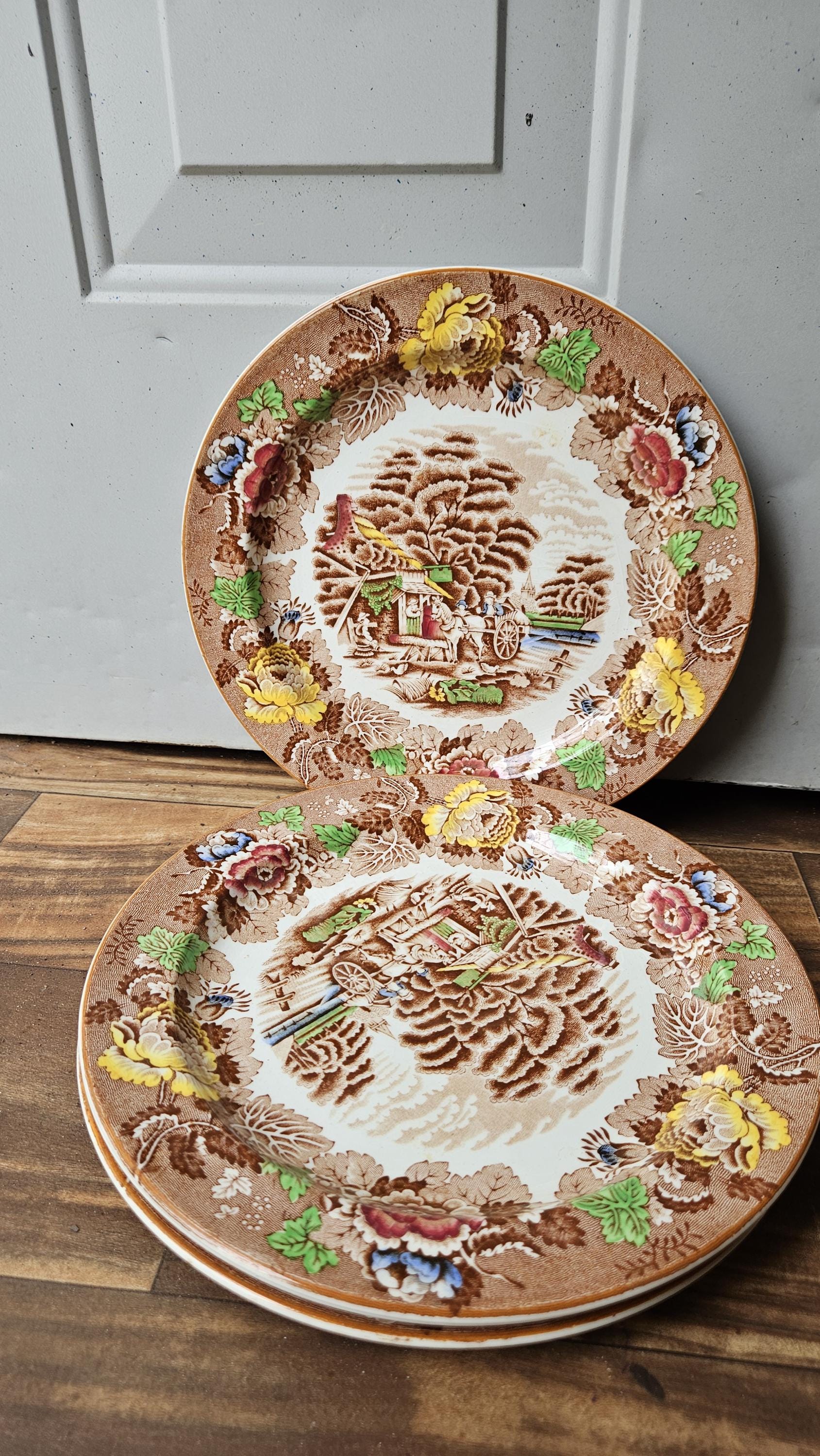 Enoch Woods English Scenery Woods Ware Plates by Woods & Sons