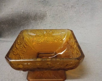 Tiara Glass Honey Pot Bottom no lid  Honey Dish Bottom Candy Dish Bottom Amber Glass Bottom