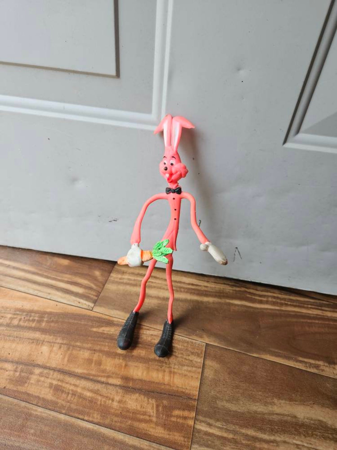 Bendy Wire Rabbit Vintage Bendy Rubber Rabbit Pink With Carrots Bendy ...