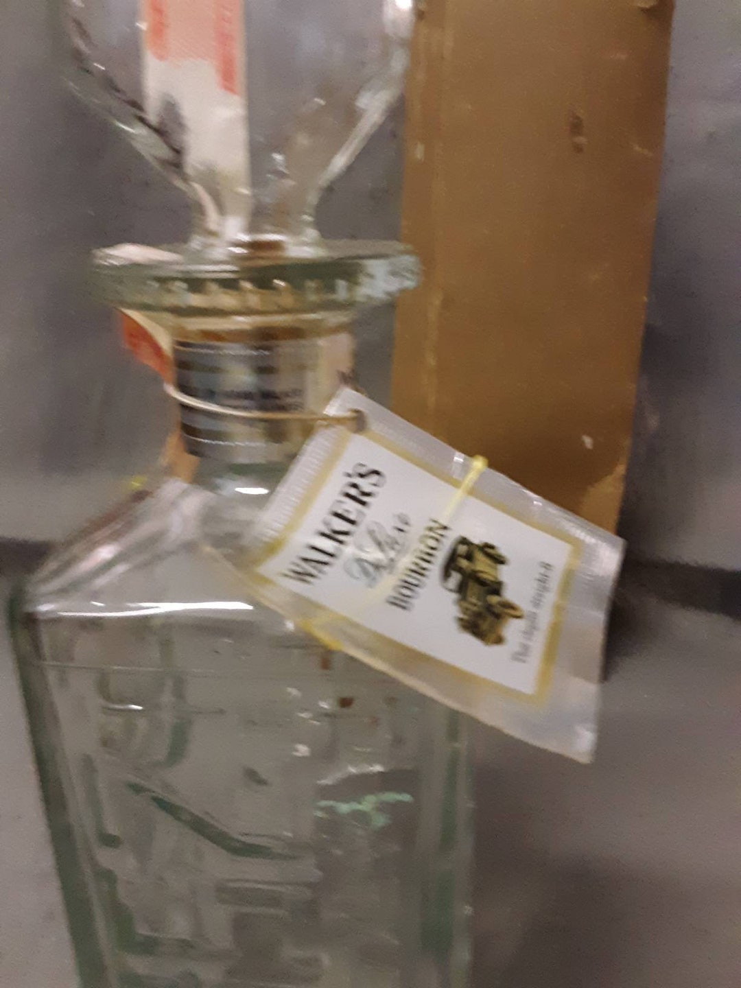 Walker's Deluxe Bourbon Bottle State Decanter License Plate Bottle