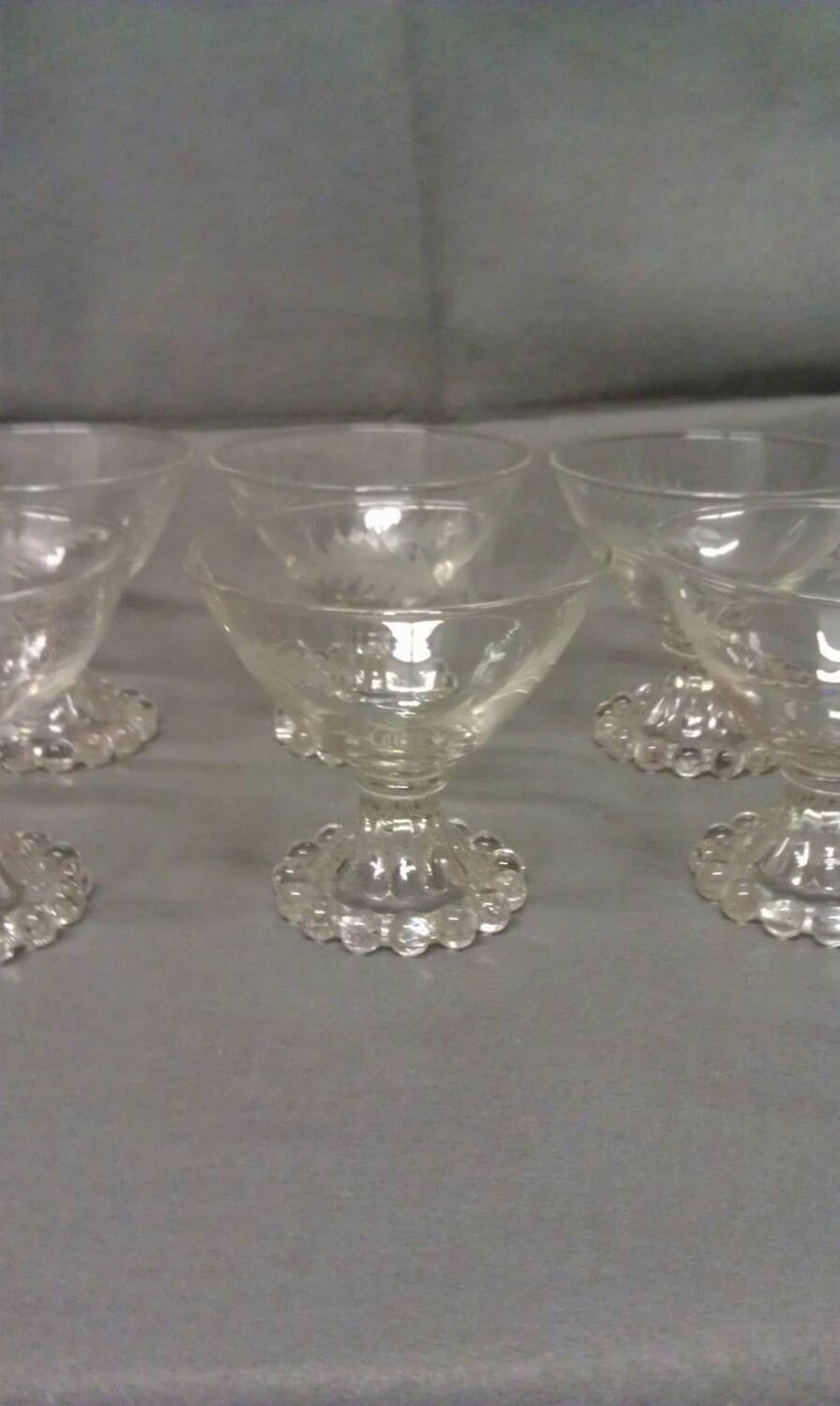 Candlewick Etched Leaf Sherbet Glasses Etsy