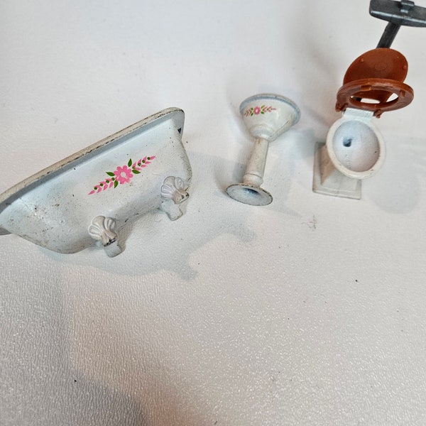 Mattel Metal Miniature Doll House Bathroom Furniture, 1980