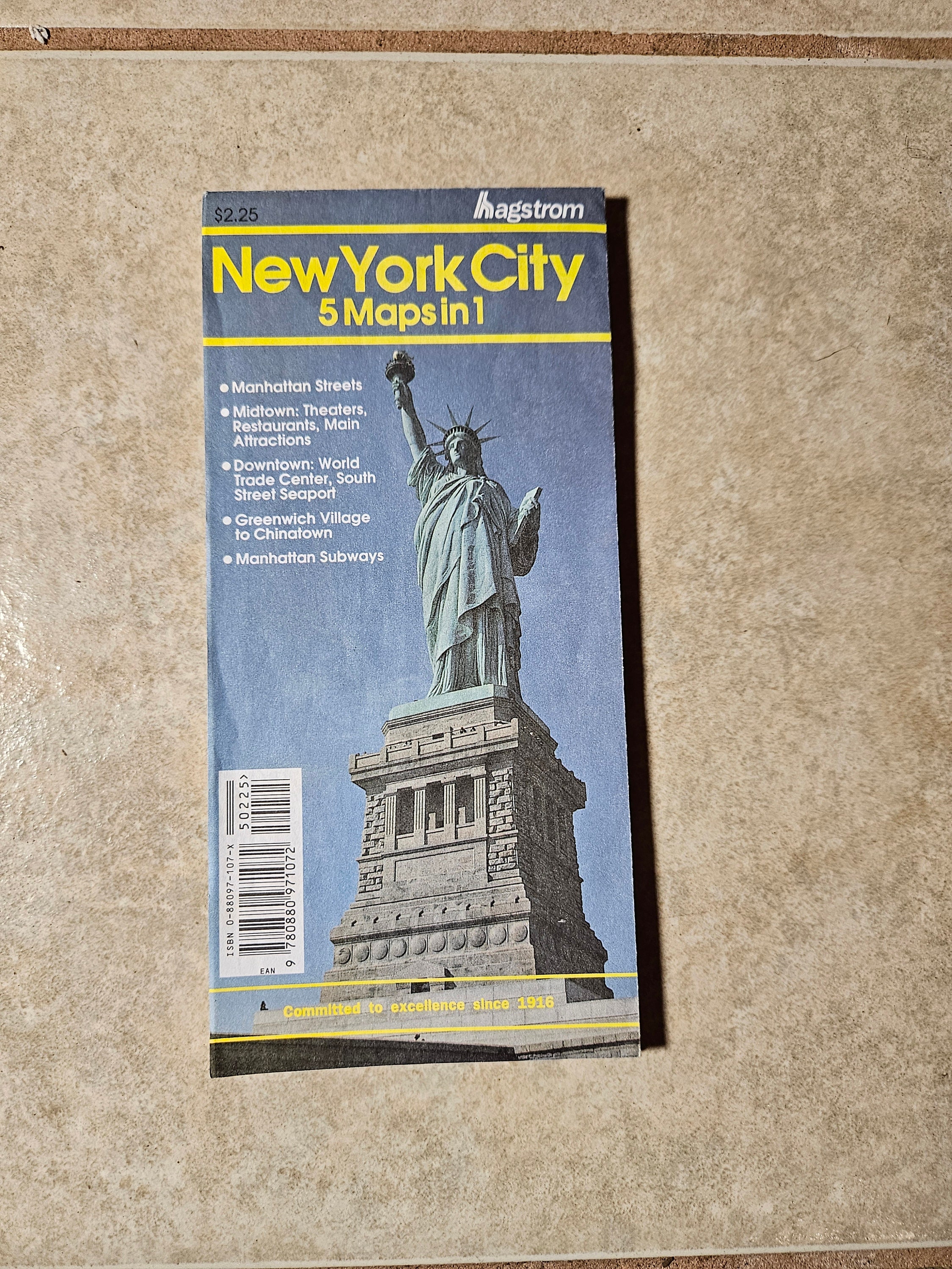 1993 Vintage Map of New York City (5mapsin1), Manhattan Streets