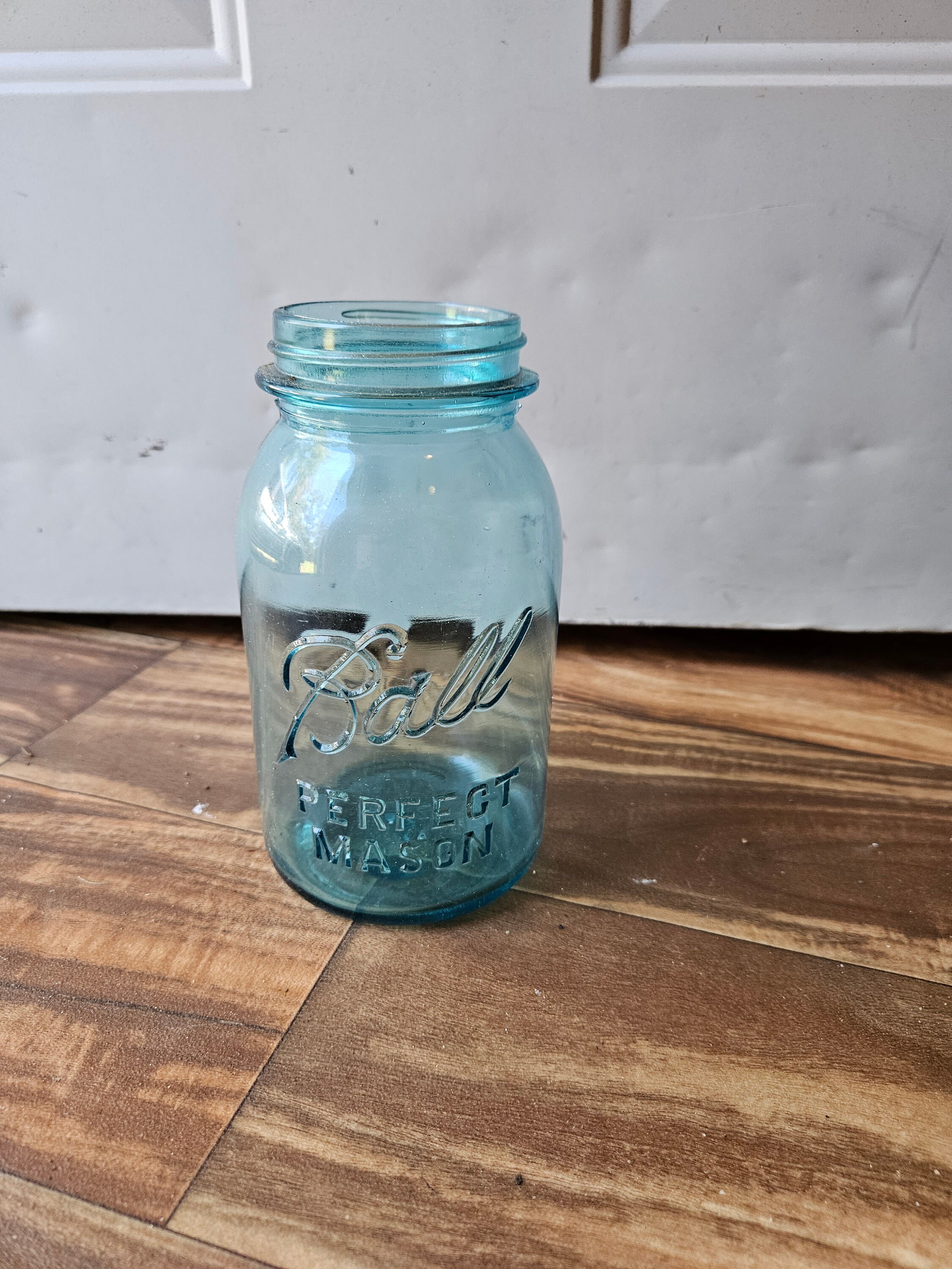 Ball Perfect Mason Quart Jar Blue Aqua With Number 3 on Bottom Quart ...