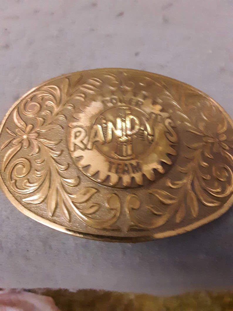 Brass Belt Buckle Randy/'s Power Team Brass Belt Buckle
