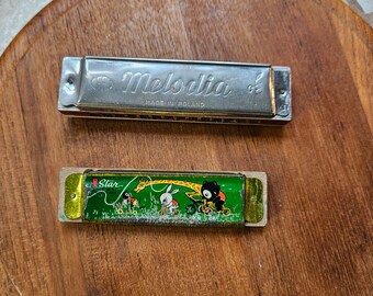 Vintage Melodia (adult) & Star (children) Harmonica's, Musical