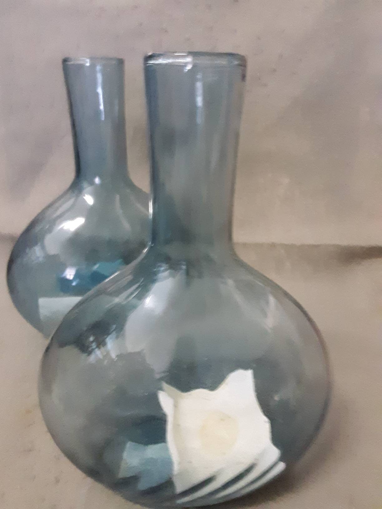 Tiara Glass Vases Set of 2 Vases Blue Tint Glass Vases Etsy