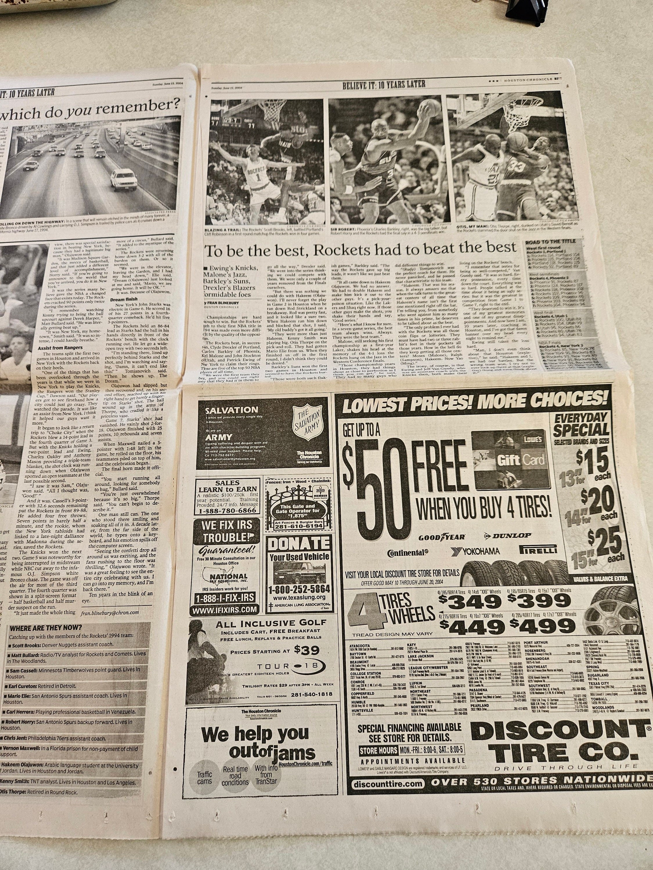 Houston Rockets 2004 2004 Houston Rockets Newspaper, 10 Year Win, Collectible Bin 73J - Etsy