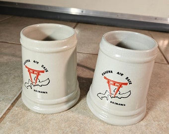 Kadena Air Base Okinawa Mugs, Souvenir, Military, Collectible, Made in Taiwan.  Bin #64