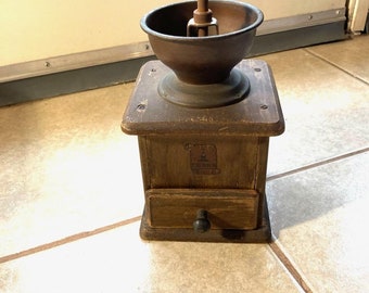 Antique Crosser Coffee Grinder with Handle Wooden Pull Drawer Coffee Grinder