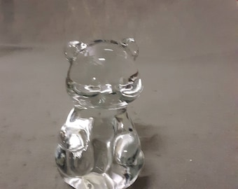 Fenton Glass Cat Hand Made in USA Cat Glass Paperweight Cat Figurine