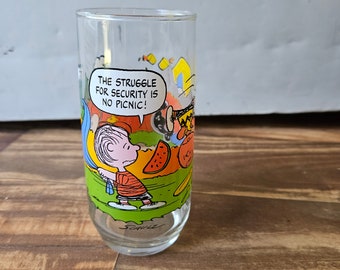 McDonald's Camp Snoopy Collection Glass The Struggle For Security is No Picnic Glass Tumbler