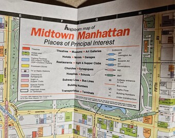 1993 Vintage Map of New York City (5mapsin1), Manhattan Streets