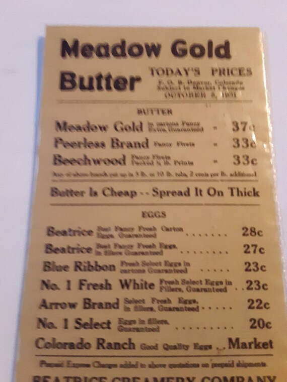 Meadow Gold Butter Today's Prices Beatrice Creamery Etsy Hong Kong